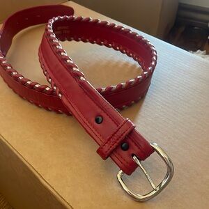 90s DunDee Red Leather Cowhide Belt! Small